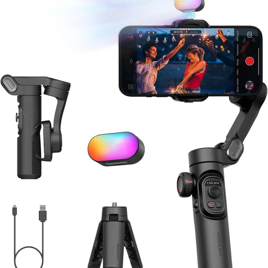 AOCHUAN Gimbal Stabilizer for Smartphone, Iphone Gimbal W/Focus Wheel Face/Object Tracking Gimbal for Iphone 15 14 Pro Max/Android Foldable 3-Axis Handheld Phone Gimbal for Video Recording -Smart XE