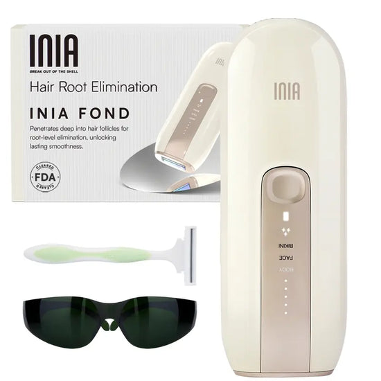INIA IPL At-Home Laser Hair Removal Device, Hair Root Elimination, INIA FOND 16.5J Energy, Custom Modes, Unlimited Flashes, FDA Cleared, 1 Year Warranty, for Women and Men