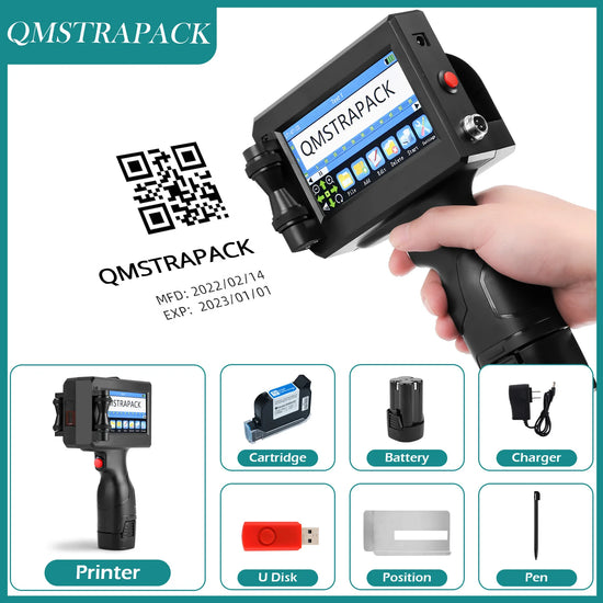 Non-encrypted Handheld Inkjet Printer Gun  12.7mm with Fast-Drying Ink for Text QR Barcode Batch Number Logo Date Label Printer