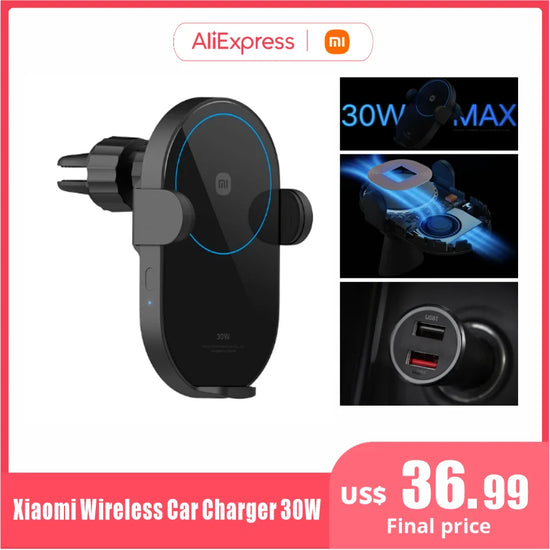 2023 Xiaomi 30W Max Wireless Car Charger Wireless Fast Flash Charging Support Power-Off and Inductive Expansion Phone Holder