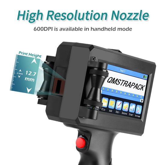 Non-encrypted Handheld Inkjet Printer Gun  12.7mm with Fast-Drying Ink for Text QR Barcode Batch Number Logo Date Label Printer